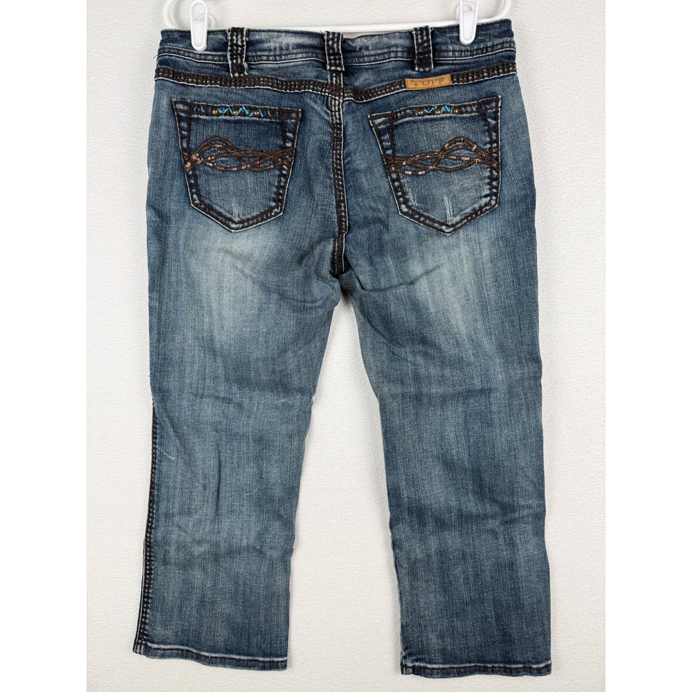 Cowgirl Tuff Co Jeans Womens 32 Blue Copper Bling Embellished Capri JCPBLC - Picture 2 of 11